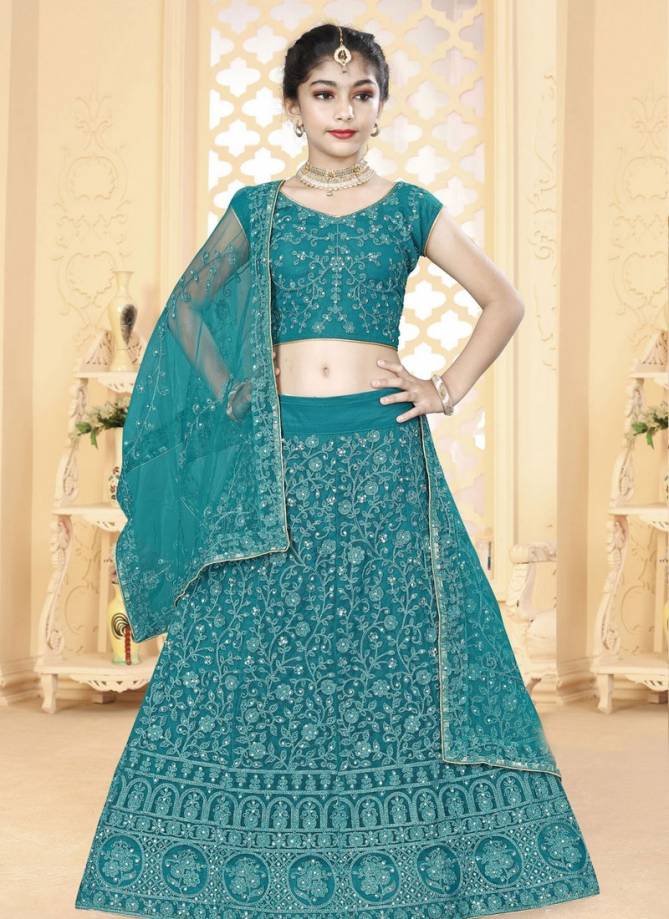 Aaradhna Fancy Wedding Wear Net With Worked Kidswear Lehenga Choli Collection 
